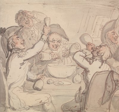 Oficiales navales y un tazón de ponche de Thomas Rowlandson